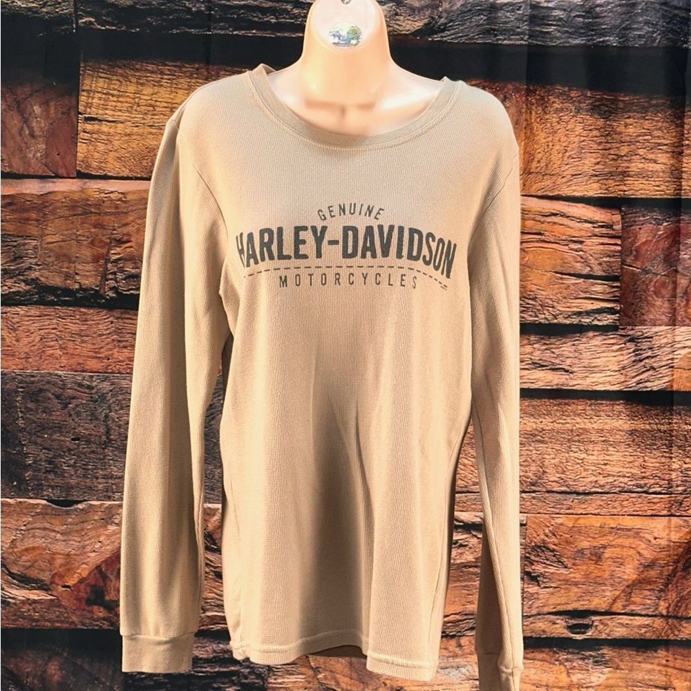 Harley-Davidson Beige Crewneck Long Sleeve Shirt